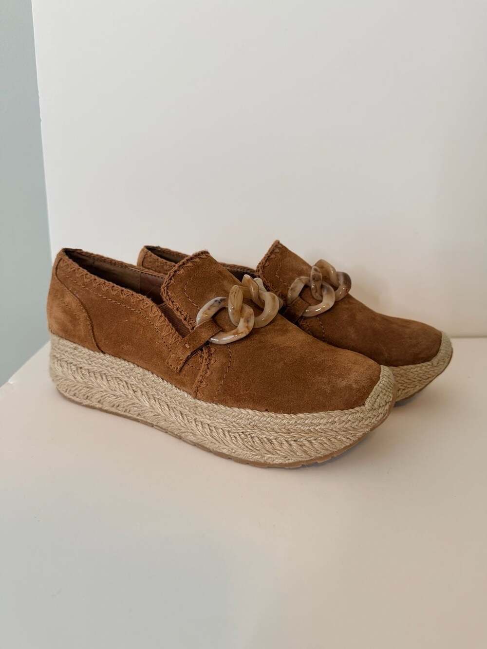 Dolce Vita Jhenee Suede Espadrille Platform Sneakers with Chain Detail - 8
